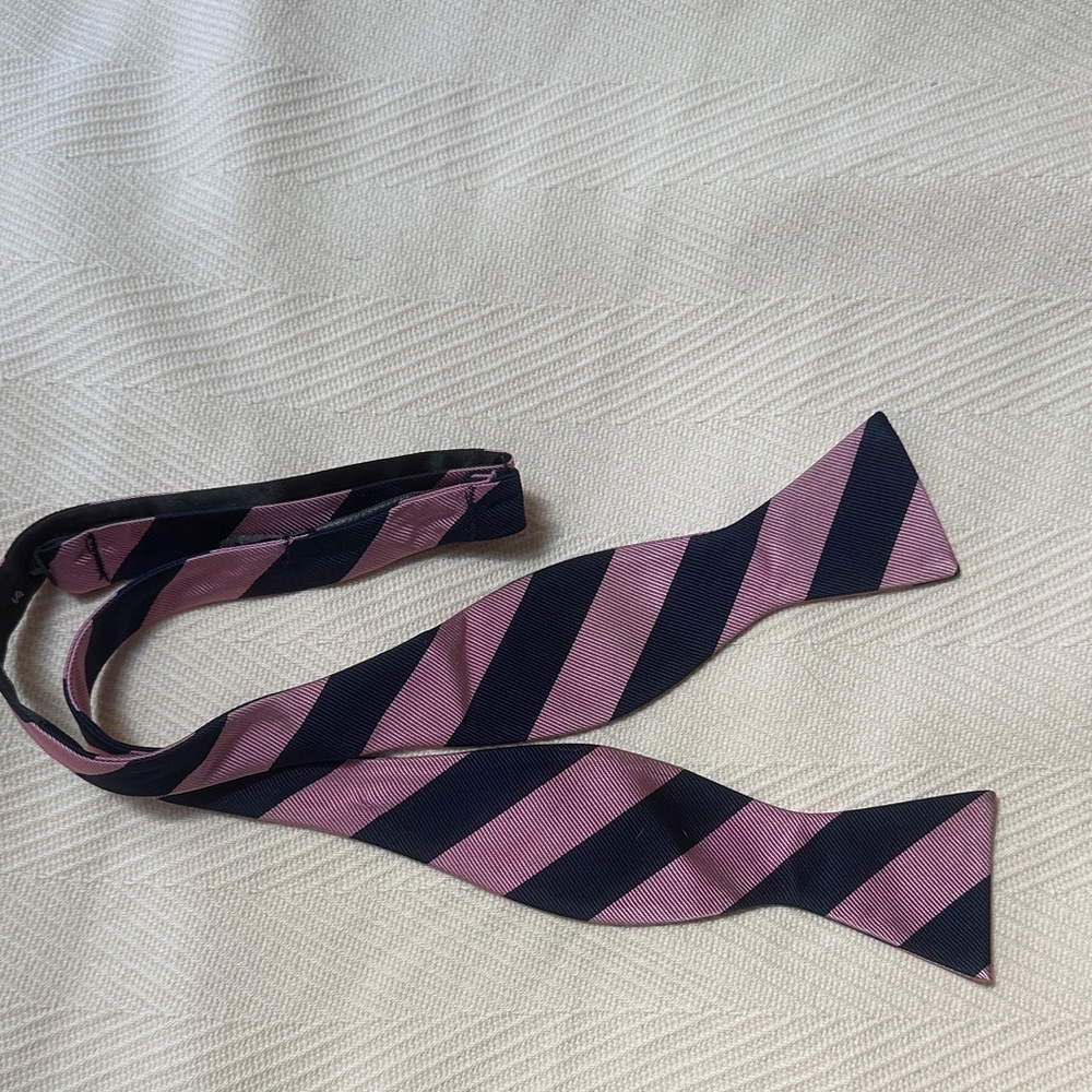 Silk Bow Tie - Blue/Pink Striped